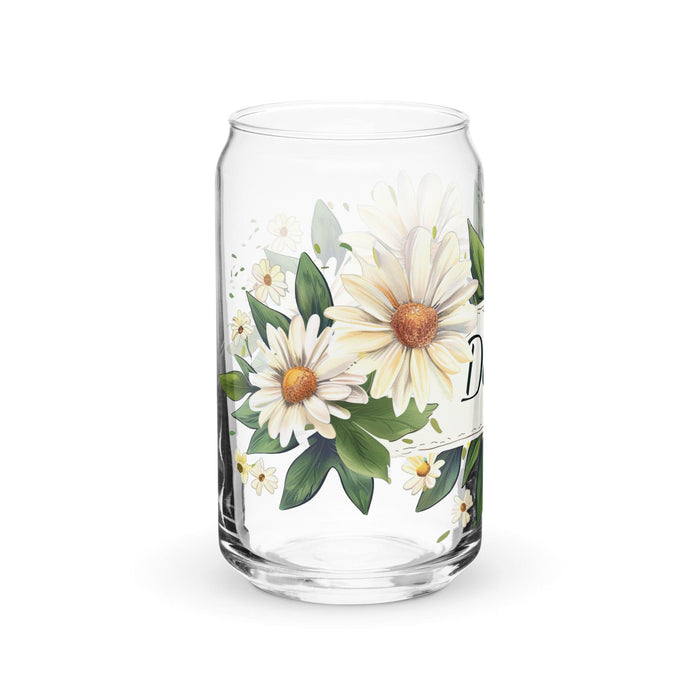 Daisy Exclusive Name Art Piece Can-Shaped Glass Home Office Work Mexican Spanish Pride Gift Cup One-Of-A-Kind Calligraphy Glass | D11 Mexicada