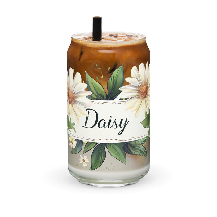 Daisy Exclusive Name Art Piece Can-Shaped Glass Home Office Work Mexican Spanish Pride Gift Cup One-Of-A-Kind Calligraphy Glass | D11 Mexicada