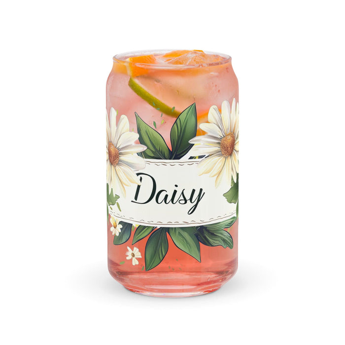 Daisy Exclusive Name Art Piece Can-Shaped Glass Home Office Work Mexican Spanish Pride Gift Cup One-Of-A-Kind Calligraphy Glass | D11 Mexicada