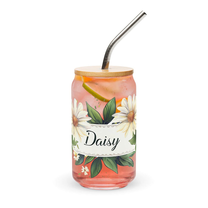 Daisy Exclusive Name Art Piece Can-Shaped Glass Home Office Work Mexican Spanish Pride Gift Cup One-Of-A-Kind Calligraphy Glass | D11 Mexicada