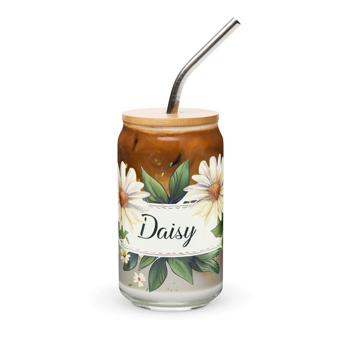 Daisy Exclusive Name Art Piece Can-Shaped Glass Home Office Work Mexican Spanish Pride Gift Cup One-Of-A-Kind Calligraphy Glass | D11 Mexicada