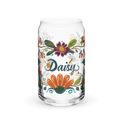 Daisy Exclusive Name Art Piece Can-Shaped Glass Home Office Work Mexican Spanish Pride Gift Cup One-Of-A-Kind Calligraphy Glass | D12 Mexicada 16 oz