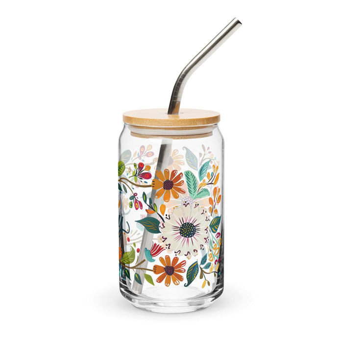 Daisy Exclusive Name Art Piece Can-Shaped Glass Home Office Work Mexican Spanish Pride Gift Cup One-Of-A-Kind Calligraphy Glass | D12 Mexicada