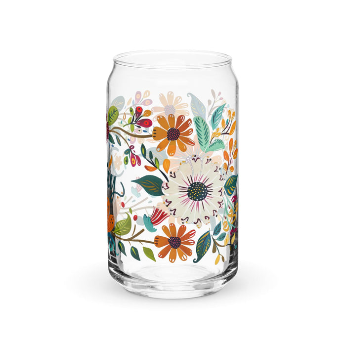 Daisy Exclusive Name Art Piece Can-Shaped Glass Home Office Work Mexican Spanish Pride Gift Cup One-Of-A-Kind Calligraphy Glass | D12 Mexicada