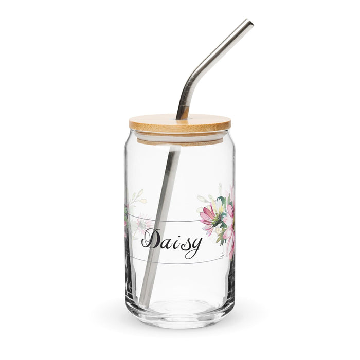 Daisy Exclusive Name Art Piece Can-Shaped Glass Home Office Work Mexican Spanish Pride Gift Cup One-Of-A-Kind Calligraphy Glass | D2 Mexicada 16 oz With Lid & Straw