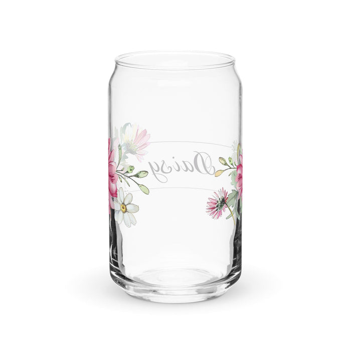 Daisy Exclusive Name Art Piece Can-Shaped Glass Home Office Work Mexican Spanish Pride Gift Cup One-Of-A-Kind Calligraphy Glass | D2 Mexicada