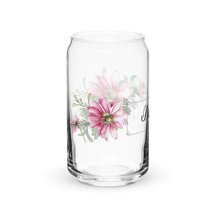 Daisy Exclusive Name Art Piece Can-Shaped Glass Home Office Work Mexican Spanish Pride Gift Cup One-Of-A-Kind Calligraphy Glass | D2 Mexicada