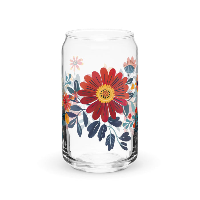 Daisy Exclusive Name Art Piece Can-Shaped Glass Home Office Work Mexican Spanish Pride Gift Cup One-Of-A-Kind Calligraphy Glass | D3 Mexicada 16 oz (No Lid No Straw)