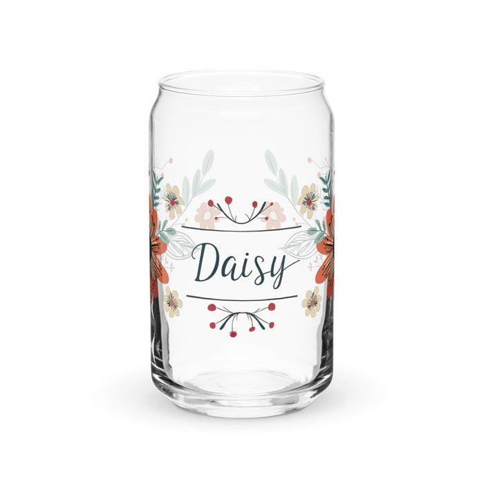 Daisy Exclusive Name Art Piece Can-Shaped Glass Home Office Work Mexican Spanish Pride Gift Cup One-Of-A-Kind Calligraphy Glass | D4 Mexicada 16 oz