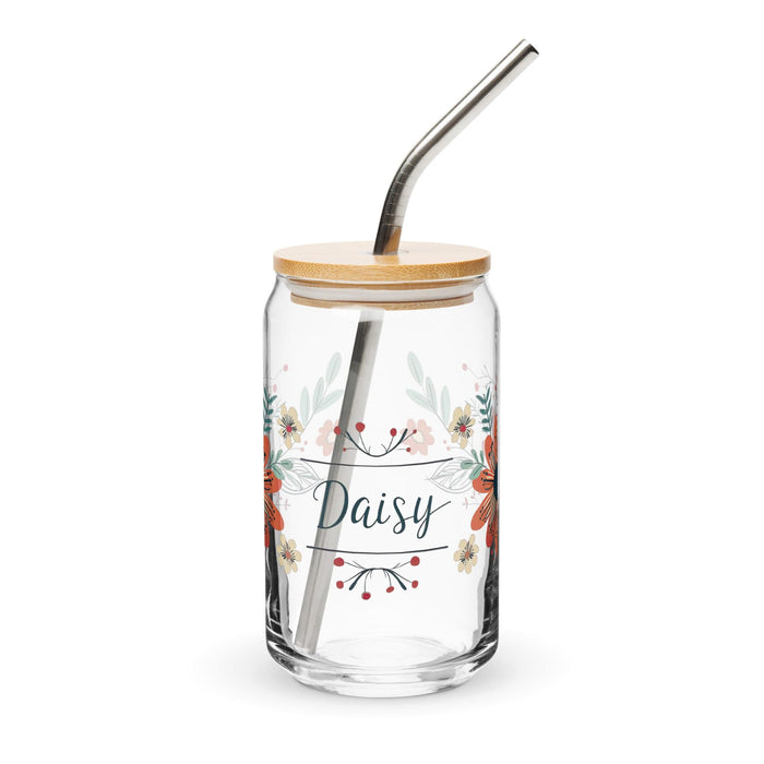 Daisy Exclusive Name Art Piece Can-Shaped Glass Home Office Work Mexican Spanish Pride Gift Cup One-Of-A-Kind Calligraphy Glass | D4 Mexicada 16 oz With Lid & Straw