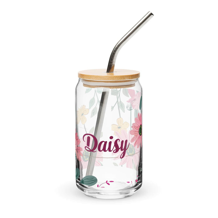 Daisy Exclusive Name Art Piece Can-Shaped Glass Home Office Work Mexican Spanish Pride Gift Cup One-Of-A-Kind Calligraphy Glass | D5 Mexicada 16 oz With Lid & Straw