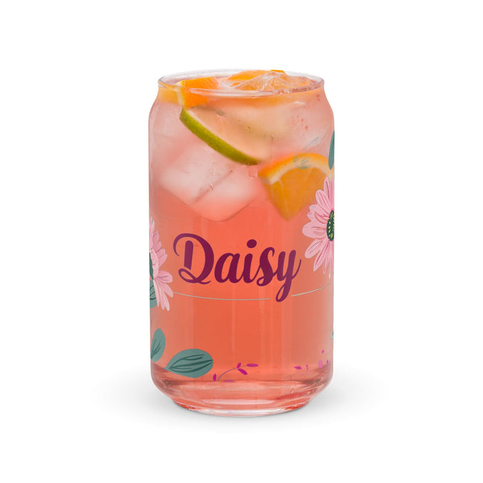 Daisy Exclusive Name Art Piece Can-Shaped Glass Home Office Work Mexican Spanish Pride Gift Cup One-Of-A-Kind Calligraphy Glass | D5 Mexicada