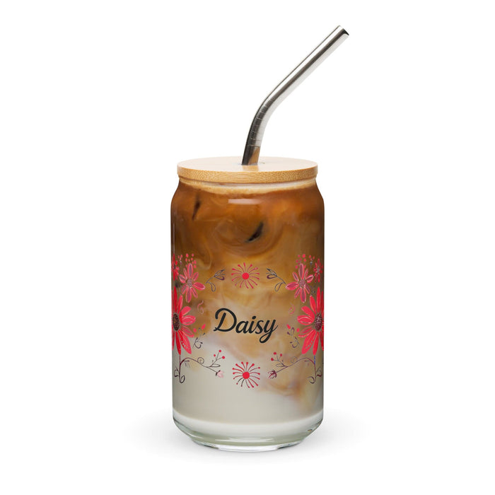 Daisy Exclusive Name Art Piece Can-Shaped Glass Home Office Work Mexican Spanish Pride Gift Cup One-Of-A-Kind Calligraphy Glass | D6 Mexicada