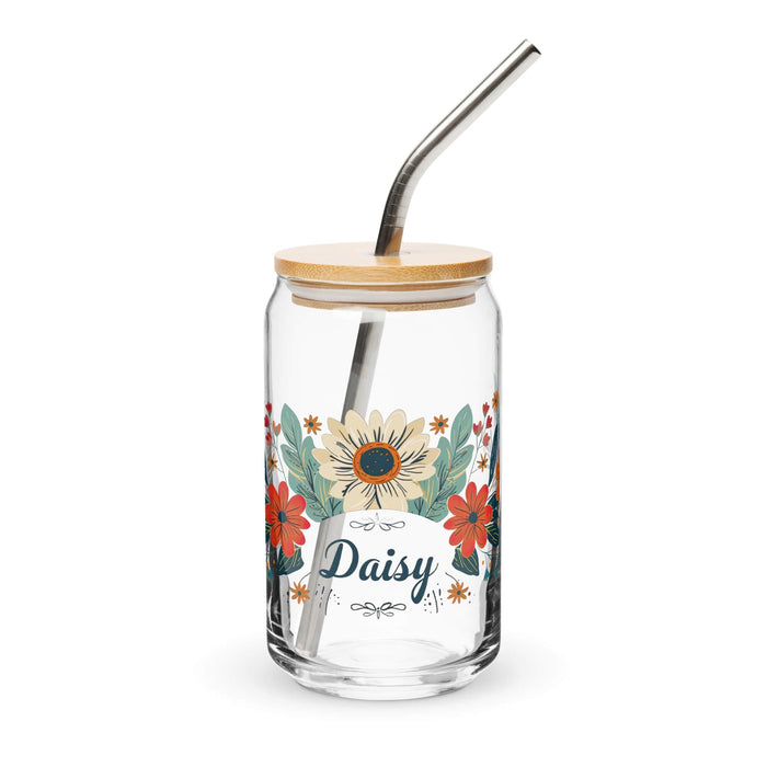 Daisy Exclusive Name Art Piece Can-Shaped Glass Home Office Work Mexican Spanish Pride Gift Cup One-Of-A-Kind Calligraphy Glass | D7 Mexicada 16 oz With Lid & Straw