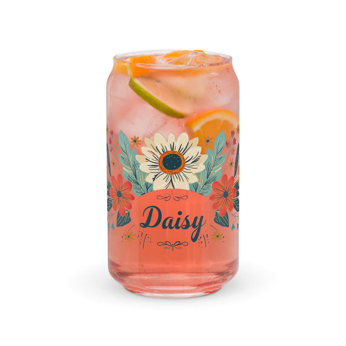 Daisy Exclusive Name Art Piece Can-Shaped Glass Home Office Work Mexican Spanish Pride Gift Cup One-Of-A-Kind Calligraphy Glass | D7 Mexicada