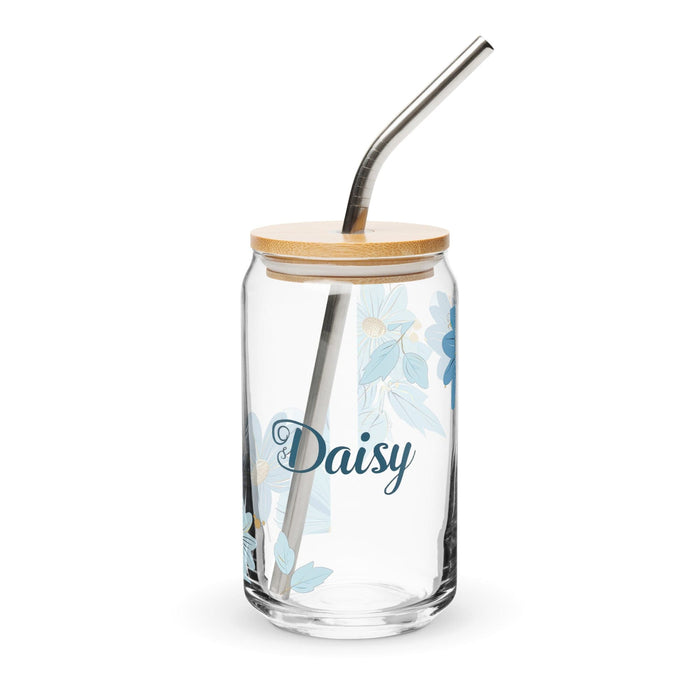 Daisy Exclusive Name Art Piece Can-Shaped Glass Home Office Work Mexican Spanish Pride Gift Cup One-Of-A-Kind Calligraphy Glass | D8 Mexicada 16 oz With Lid & Straw