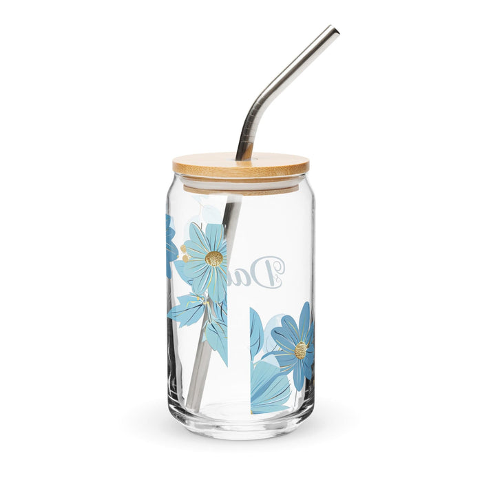 Daisy Exclusive Name Art Piece Can-Shaped Glass Home Office Work Mexican Spanish Pride Gift Cup One-Of-A-Kind Calligraphy Glass | D8 Mexicada