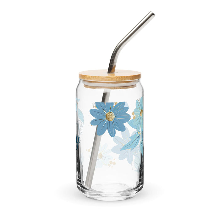 Daisy Exclusive Name Art Piece Can-Shaped Glass Home Office Work Mexican Spanish Pride Gift Cup One-Of-A-Kind Calligraphy Glass | D8 Mexicada