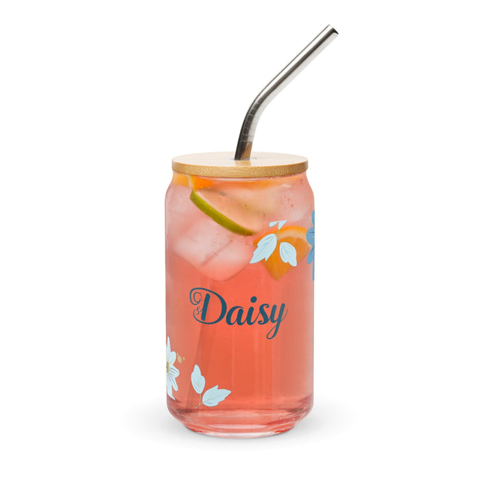 Daisy Exclusive Name Art Piece Can-Shaped Glass Home Office Work Mexican Spanish Pride Gift Cup One-Of-A-Kind Calligraphy Glass | D8 Mexicada