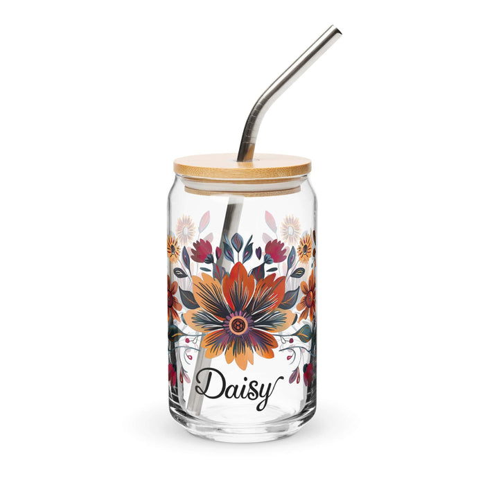 Daisy Exclusive Name Art Piece Can-Shaped Glass Home Office Work Mexican Spanish Pride Gift Cup One-Of-A-Kind Calligraphy Glass | D9 Mexicada 16 oz With Lid & Straw