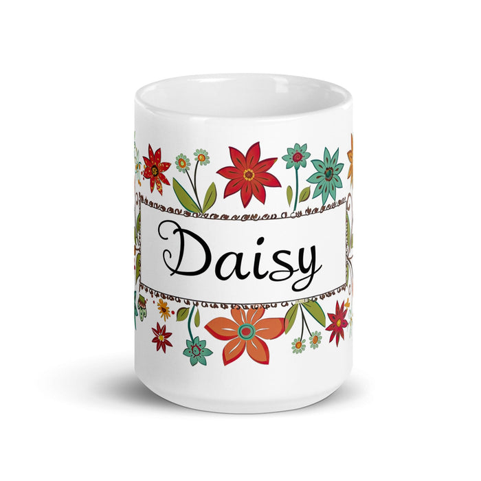 Daisy Exclusive Name Art Piece Home Office Work Coffee Mug Mexican Spanish Pride Gift Cup One-Of-A-Kind Calligraphy White Glossy Mug | D1 Mexicada