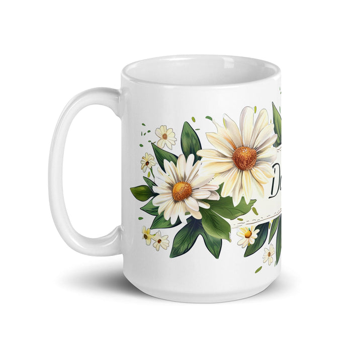 Daisy Exclusive Name Art Piece Home Office Work Coffee Mug Mexican Spanish Pride Gift Cup One-Of-A-Kind Calligraphy White Glossy Mug | D11 Mexicada