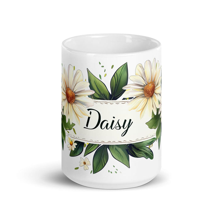 Daisy Exclusive Name Art Piece Home Office Work Coffee Mug Mexican Spanish Pride Gift Cup One-Of-A-Kind Calligraphy White Glossy Mug | D11 Mexicada