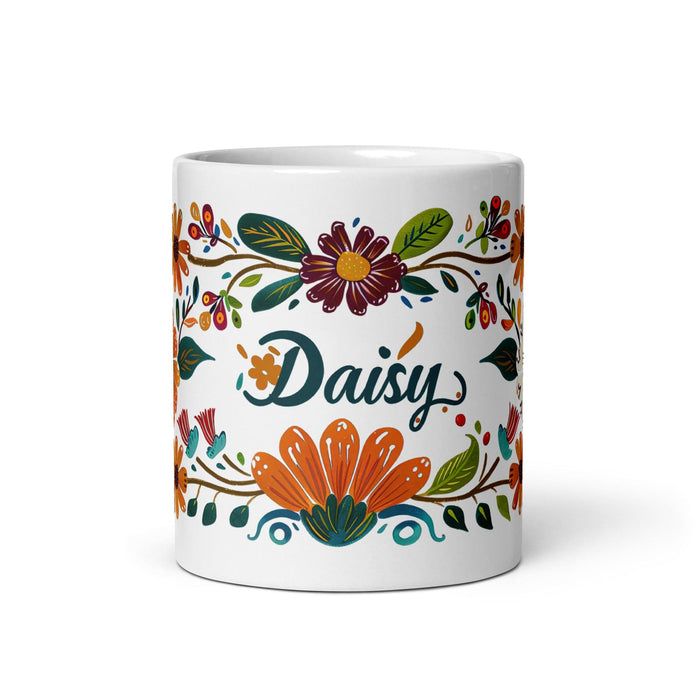 Daisy Exclusive Name Art Piece Home Office Work Coffee Mug Mexican Spanish Pride Gift Cup One-Of-A-Kind Calligraphy White Glossy Mug | D12 Mexicada