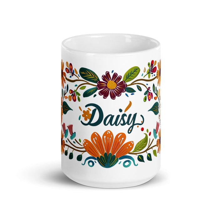 Daisy Exclusive Name Art Piece Home Office Work Coffee Mug Mexican Spanish Pride Gift Cup One-Of-A-Kind Calligraphy White Glossy Mug | D12 Mexicada