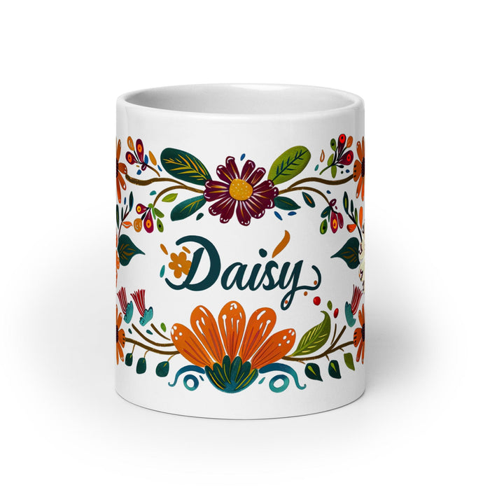 Daisy Exclusive Name Art Piece Home Office Work Coffee Mug Mexican Spanish Pride Gift Cup One-Of-A-Kind Calligraphy White Glossy Mug | D12 Mexicada