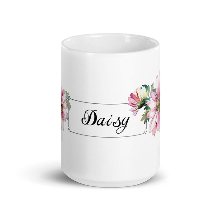 Daisy Exclusive Name Art Piece Home Office Work Coffee Mug Mexican Spanish Pride Gift Cup One-Of-A-Kind Calligraphy White Glossy Mug | D2 Mexicada