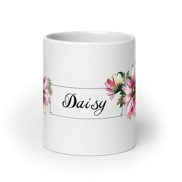 Daisy Exclusive Name Art Piece Home Office Work Coffee Mug Mexican Spanish Pride Gift Cup One-Of-A-Kind Calligraphy White Glossy Mug | D2 Mexicada