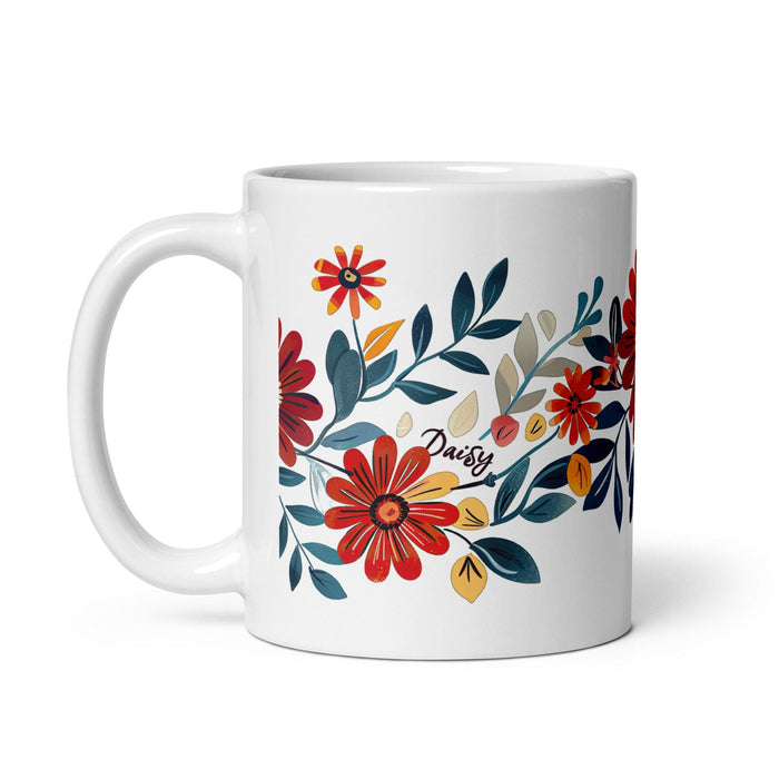 Daisy Exclusive Name Art Piece Home Office Work Coffee Mug Mexican Spanish Pride Gift Cup One-Of-A-Kind Calligraphy White Glossy Mug | D3 Mexicada