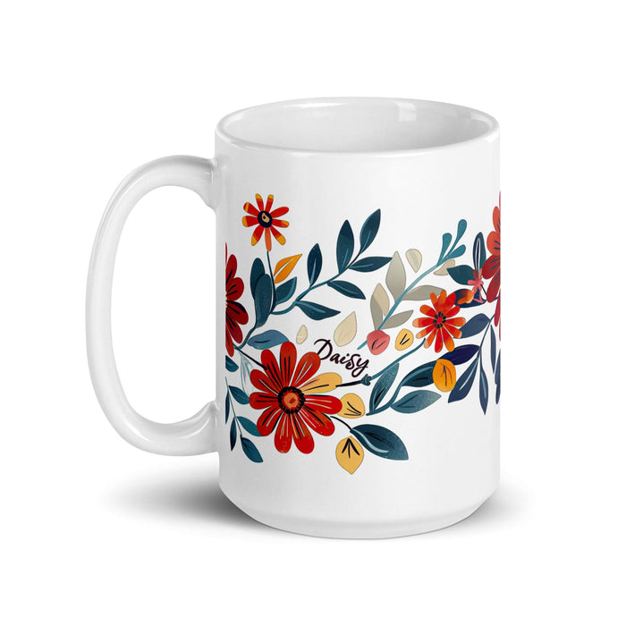 Daisy Exclusive Name Art Piece Home Office Work Coffee Mug Mexican Spanish Pride Gift Cup One-Of-A-Kind Calligraphy White Glossy Mug | D3 Mexicada