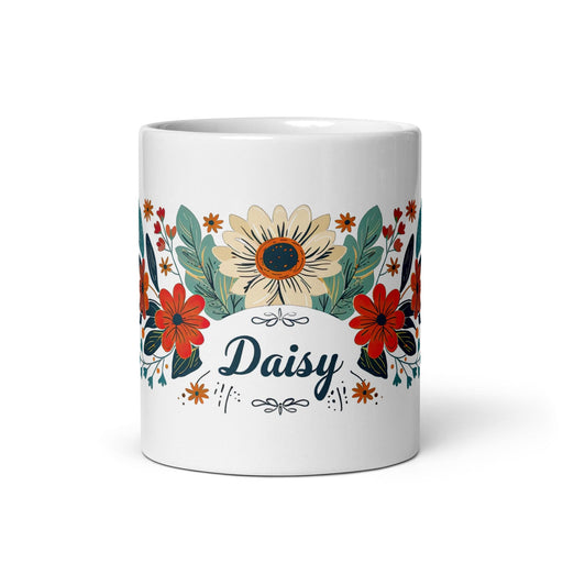 Daisy Exclusive Name Art Piece Home Office Work Coffee Mug Mexican Spanish Pride Gift Cup One-Of-A-Kind Calligraphy White Glossy Mug | D7 Mexicada