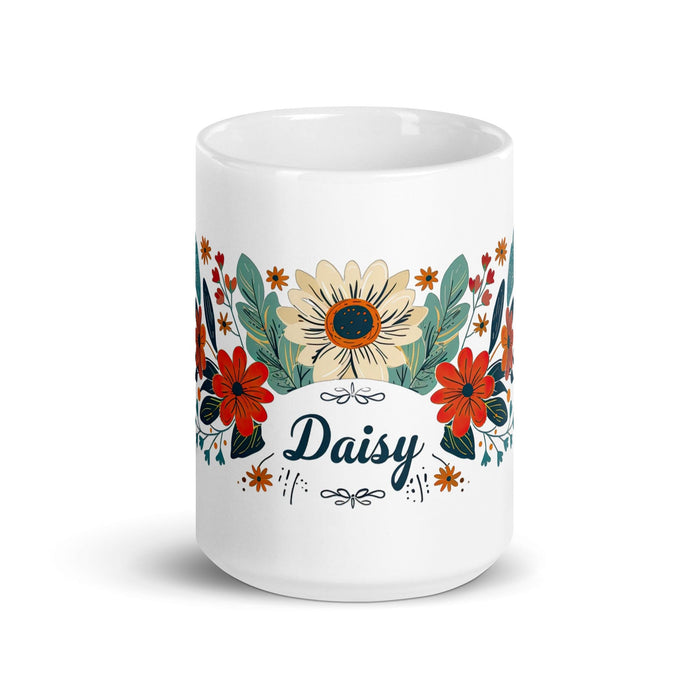 Daisy Exclusive Name Art Piece Home Office Work Coffee Mug Mexican Spanish Pride Gift Cup One-Of-A-Kind Calligraphy White Glossy Mug | D7 Mexicada