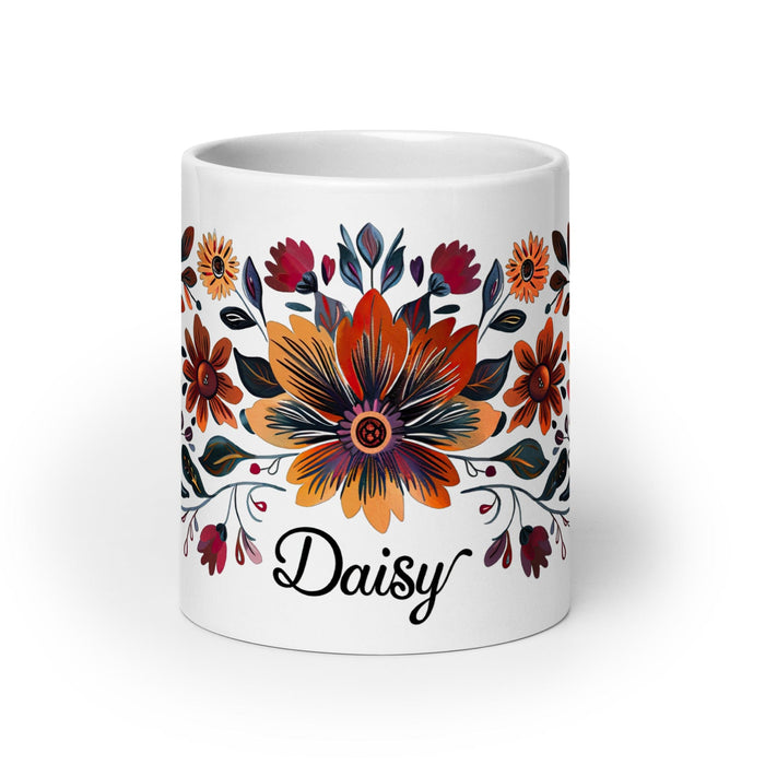 Daisy Exclusive Name Art Piece Home Office Work Coffee Mug Mexican Spanish Pride Gift Cup One-Of-A-Kind Calligraphy White Glossy Mug | D9 Mexicada