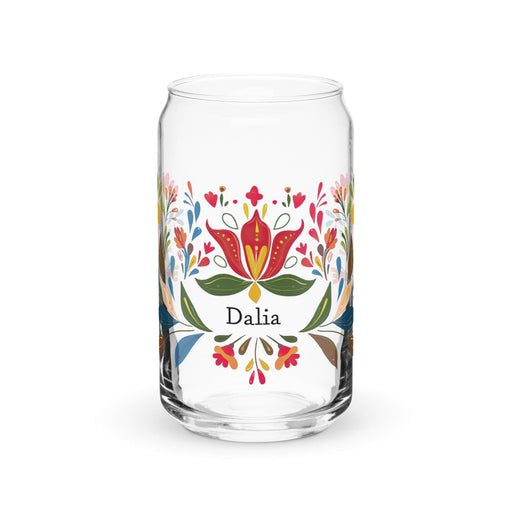 Dalia Exclusive Name Art Piece Can-Shaped Glass Home Office Work Mexican Spanish Pride Gift Cup One-Of-A-Kind Calligraphy Glass | D1 Mexicada 16 oz