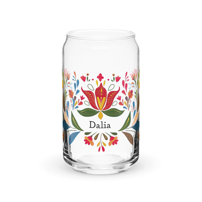 Dalia Exclusive Name Art Piece Can-Shaped Glass Home Office Work Mexican Spanish Pride Gift Cup One-Of-A-Kind Calligraphy Glass | D1 Mexicada 16 oz