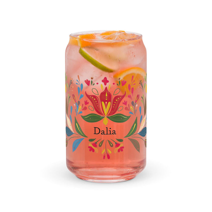 Dalia Exclusive Name Art Piece Can-Shaped Glass Home Office Work Mexican Spanish Pride Gift Cup One-Of-A-Kind Calligraphy Glass | D1 Mexicada