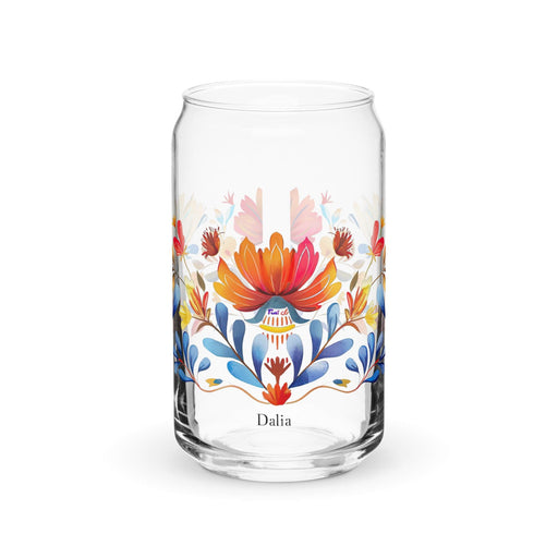 Dalia Exclusive Name Art Piece Can-Shaped Glass Home Office Work Mexican Spanish Pride Gift Cup One-Of-A-Kind Calligraphy Glass | D10 Mexicada 16 oz