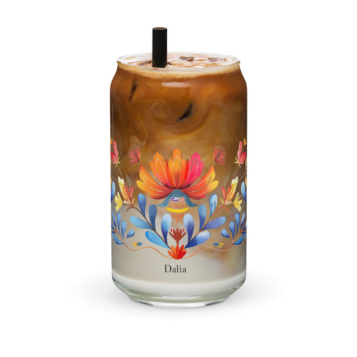 Dalia Exclusive Name Art Piece Can-Shaped Glass Home Office Work Mexican Spanish Pride Gift Cup One-Of-A-Kind Calligraphy Glass | D10 Mexicada