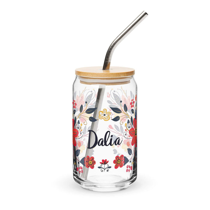 Dalia Exclusive Name Art Piece Can-Shaped Glass Home Office Work Mexican Spanish Pride Gift Cup One-Of-A-Kind Calligraphy Glass | D13 Mexicada 16 oz With Lid & Straw