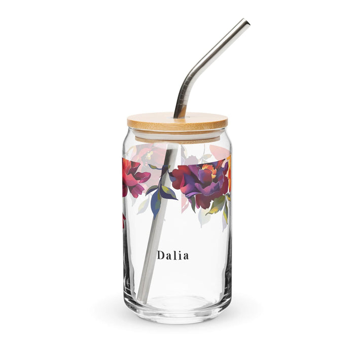 Dalia Exclusive Name Art Piece Can-Shaped Glass Home Office Work Mexican Spanish Pride Gift Cup One-Of-A-Kind Calligraphy Glass | D14 Mexicada 16 oz With Lid & Straw