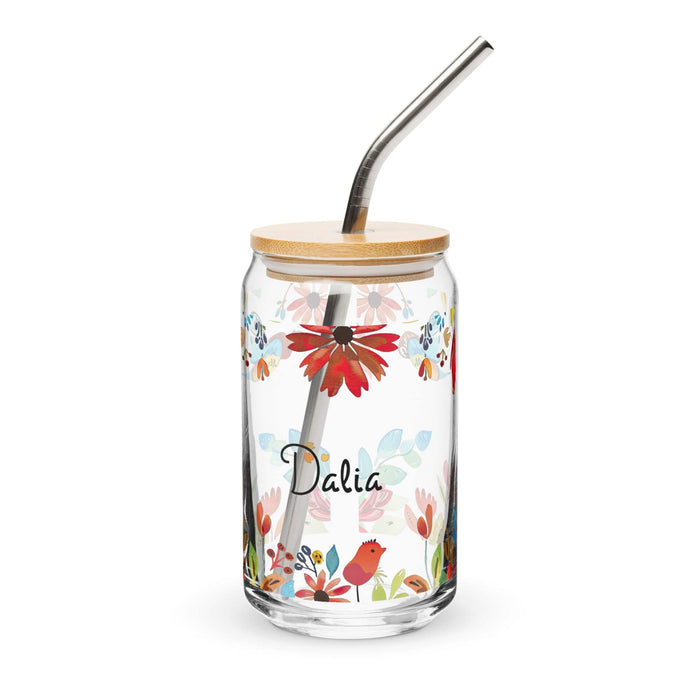 Dalia Exclusive Name Art Piece Can-Shaped Glass Home Office Work Mexican Spanish Pride Gift Cup One-Of-A-Kind Calligraphy Glass | D15 Mexicada 16 oz With Lid & Straw