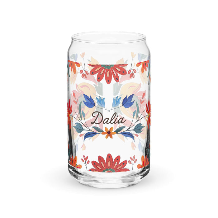 Dalia Exclusive Name Art Piece Can-Shaped Glass Home Office Work Mexican Spanish Pride Gift Cup One-Of-A-Kind Calligraphy Glass | D16 Mexicada 16 oz (No Lid No Straw)