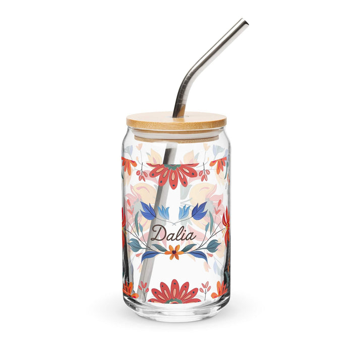 Dalia Exclusive Name Art Piece Can-Shaped Glass Home Office Work Mexican Spanish Pride Gift Cup One-Of-A-Kind Calligraphy Glass | D16 Mexicada 16 oz With Lid & Straw