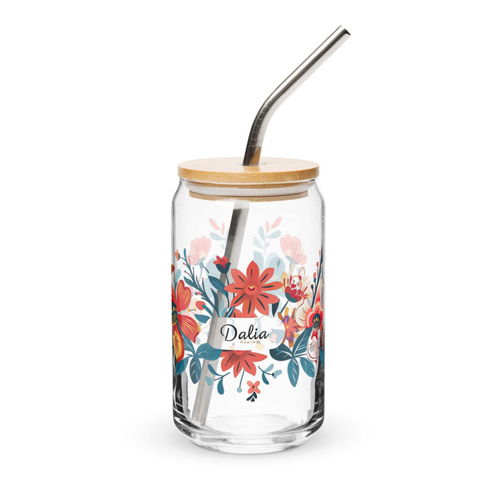 Dalia Exclusive Name Art Piece Can-Shaped Glass Home Office Work Mexican Spanish Pride Gift Cup One-Of-A-Kind Calligraphy Glass | D17 Mexicada 16 oz With Lid & Straw