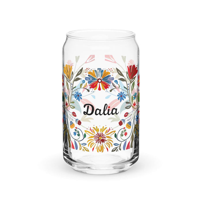 Dalia Exclusive Name Art Piece Can-Shaped Glass Home Office Work Mexican Spanish Pride Gift Cup One-Of-A-Kind Calligraphy Glass | D18 Mexicada 16 oz