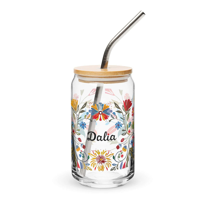 Dalia Exclusive Name Art Piece Can-Shaped Glass Home Office Work Mexican Spanish Pride Gift Cup One-Of-A-Kind Calligraphy Glass | D18 Mexicada 16 oz With Lid & Straw